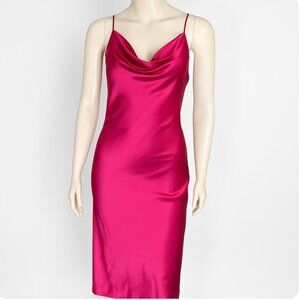 Bebe Dress‎ Women Medium Pink Slip Dress Cowl Neck Date Lingerie Inspired Barbie